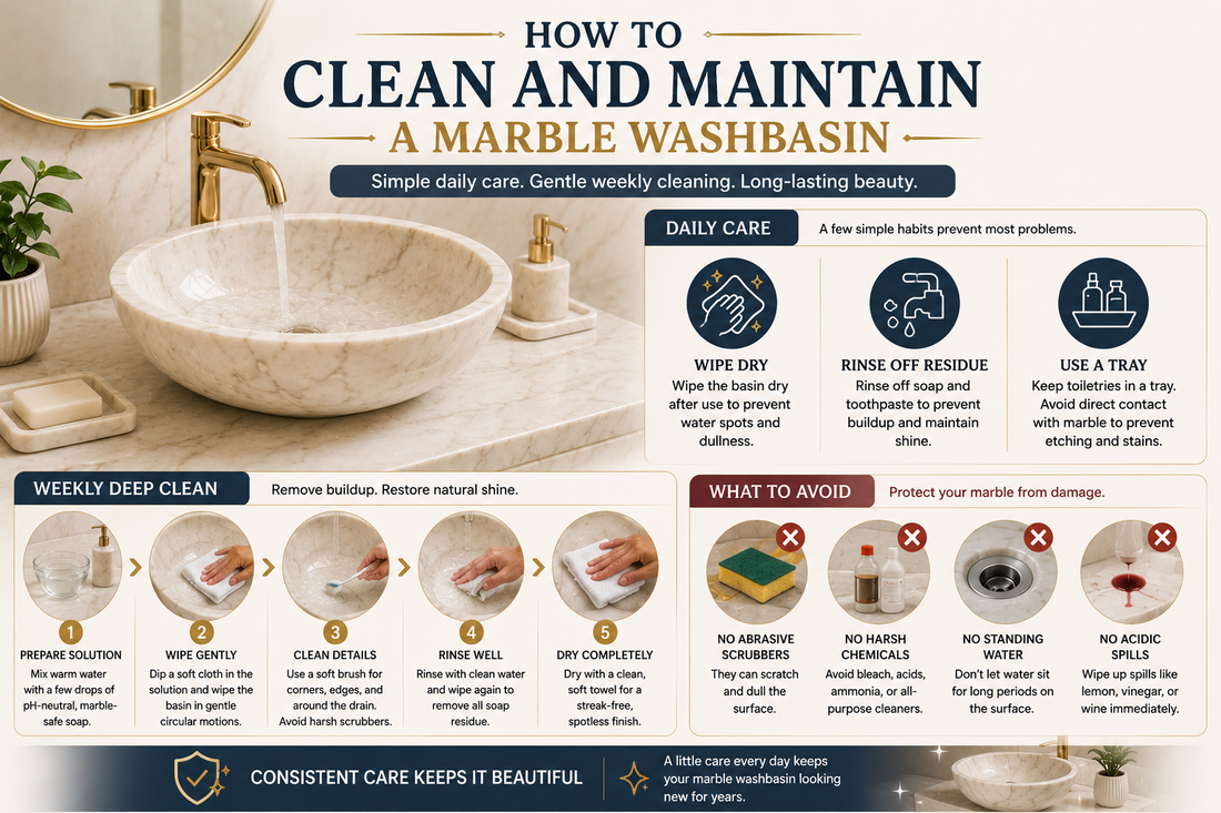 How to Clean and Maintain a Marble Washbasin