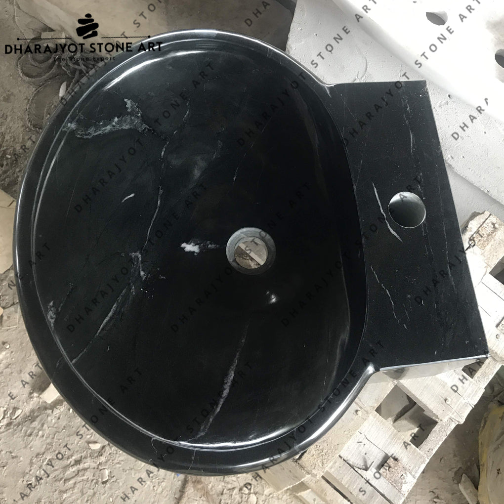 Black Granite Oval Table Top Washbasin Sink