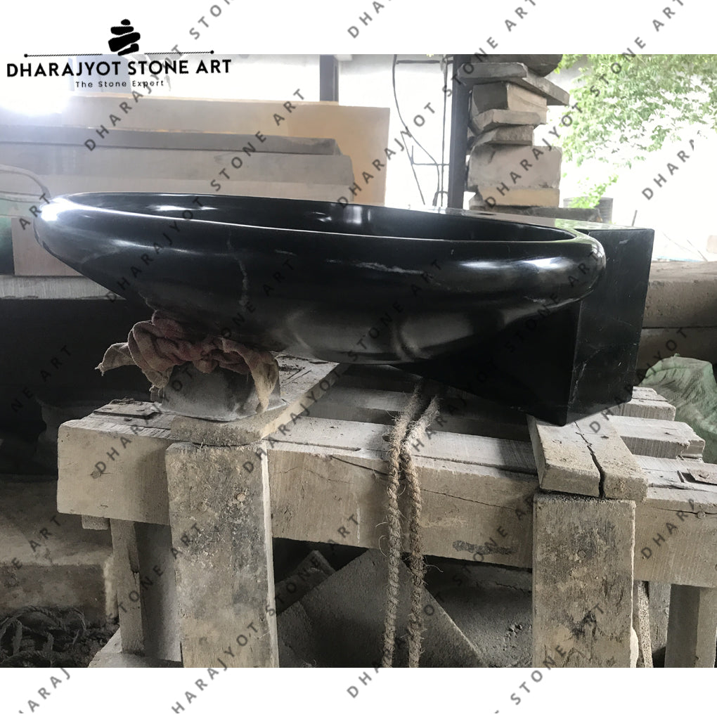 Black Granite Oval Table Top Washbasin Sink