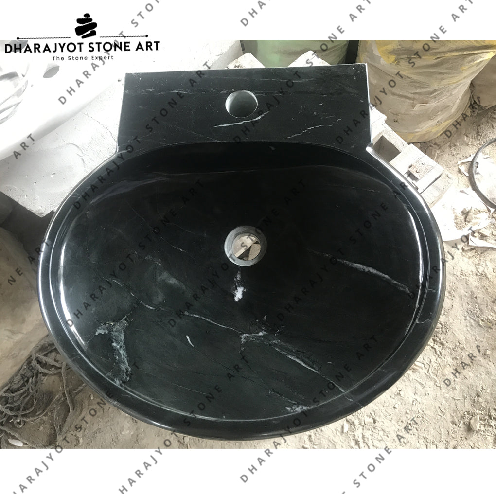 Black Granite Oval Table Top Washbasin Sink