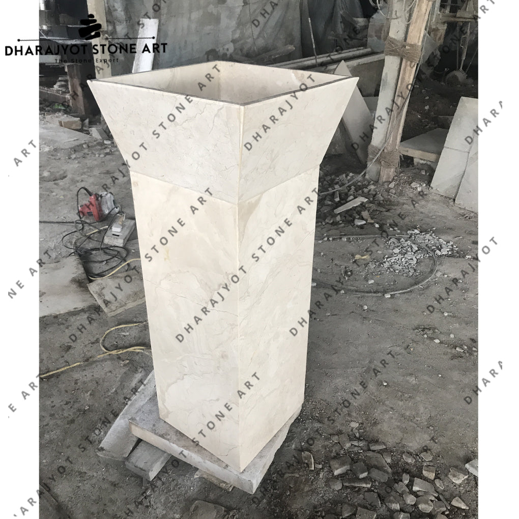 White Marble Pedestal Wash Basin