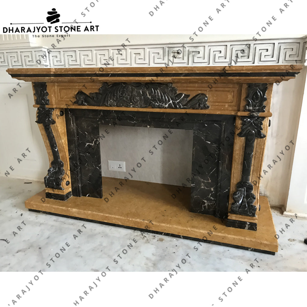 Large Freestanding Stone Marble Fireplace