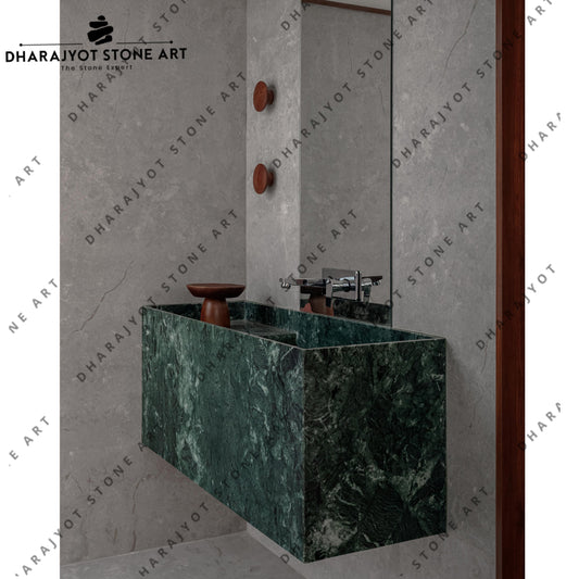 Luxury Interiors Handcrafted Natural Green Stone Washbasin