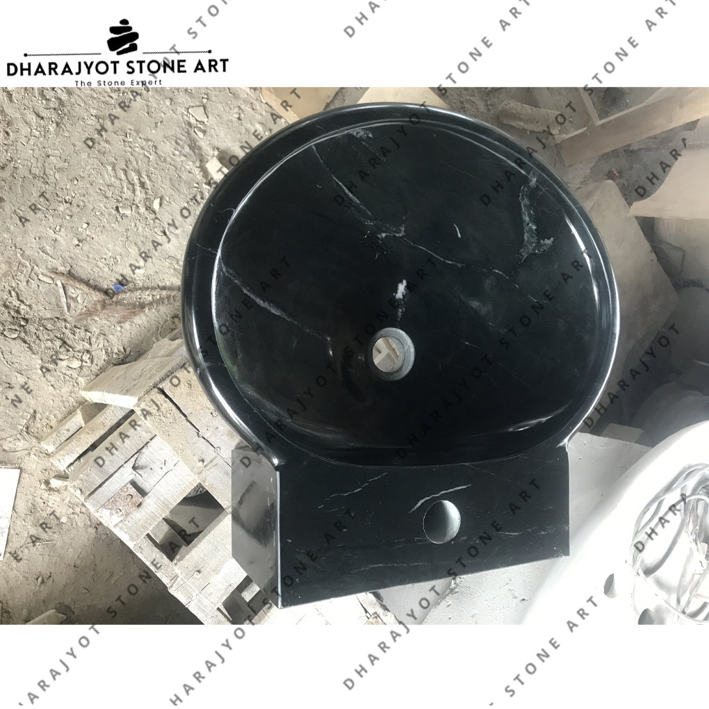 Black Granite Oval Table Top Washbasin Sink