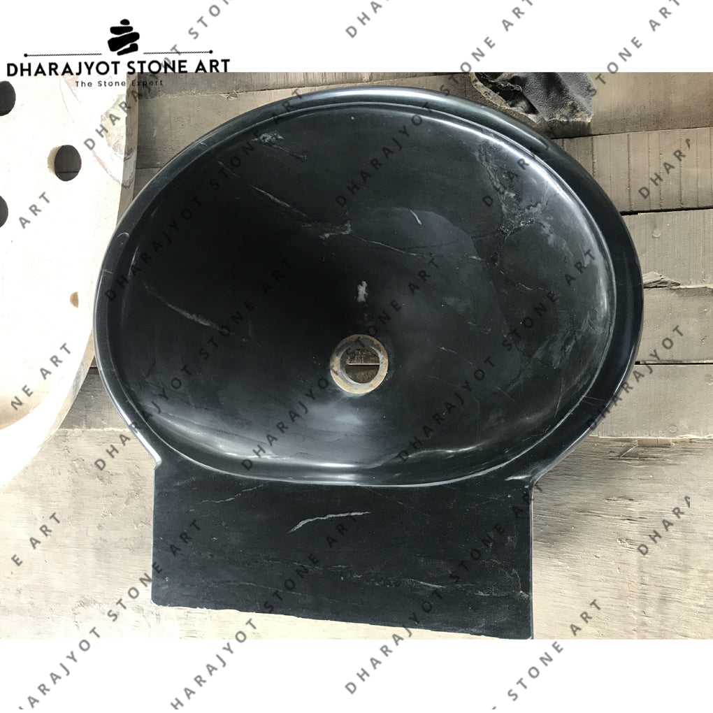Black Granite Oval Table Top Washbasin Sink