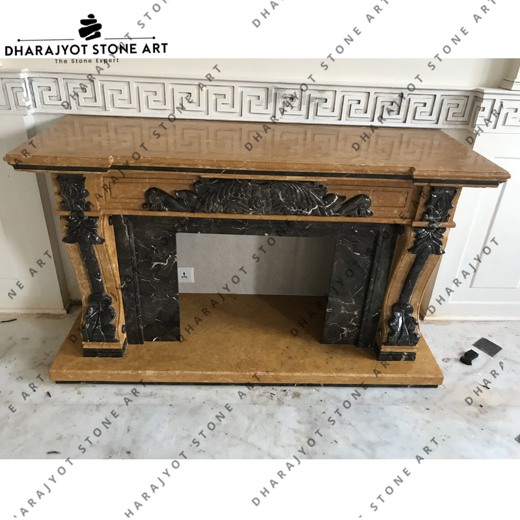 Large Freestanding Stone Marble Fireplace