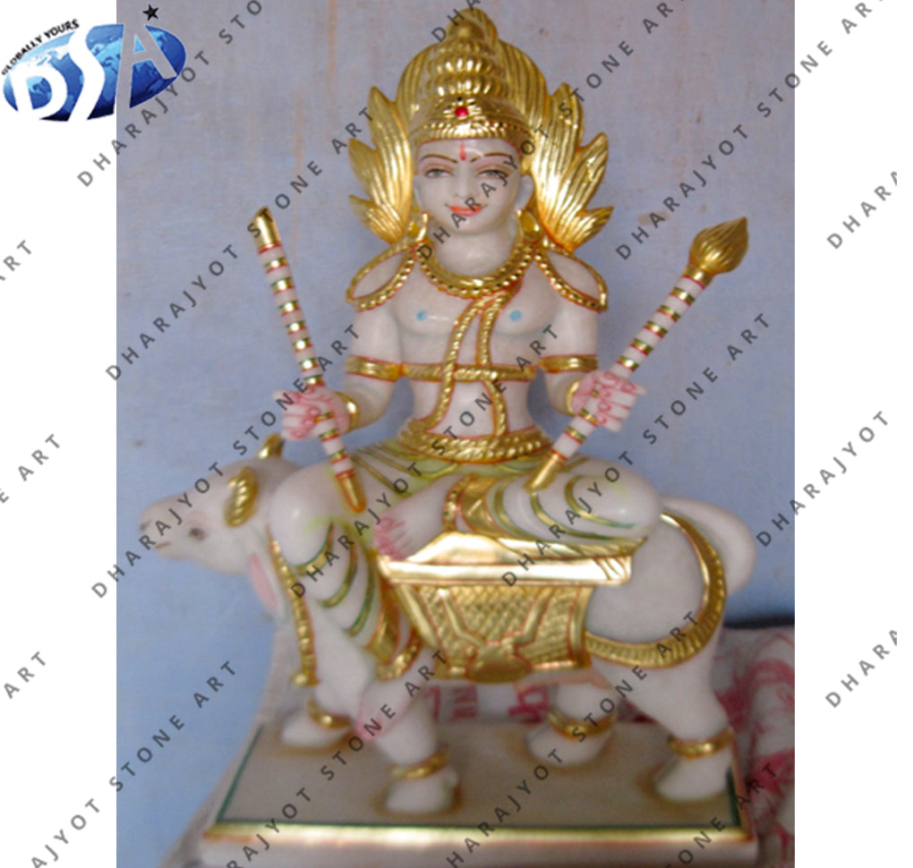 White Marble Agnidev God Statue