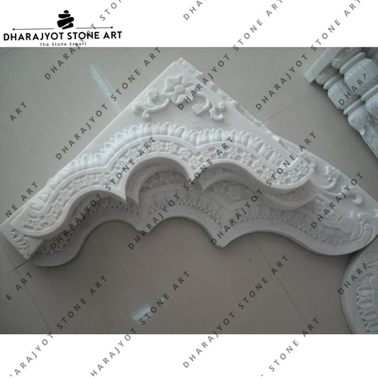 Carved Design White Marble Arch
