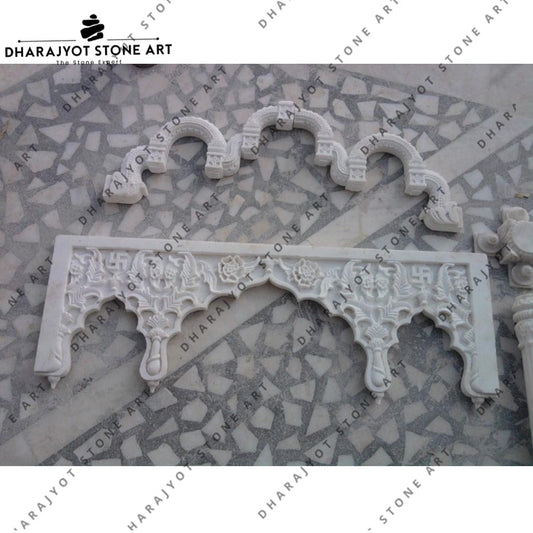 White Marble Antique Carved Arch