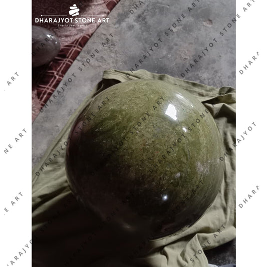 Elegant Dark Green Stone Sphere Crafted Ball