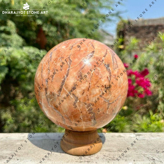 Home Décor Bold Brown Natural Marble Pillar Ball