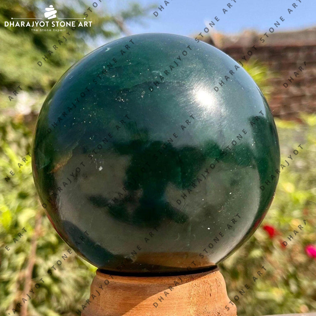 Handcrafted Deep Green Marble Crystal Ball