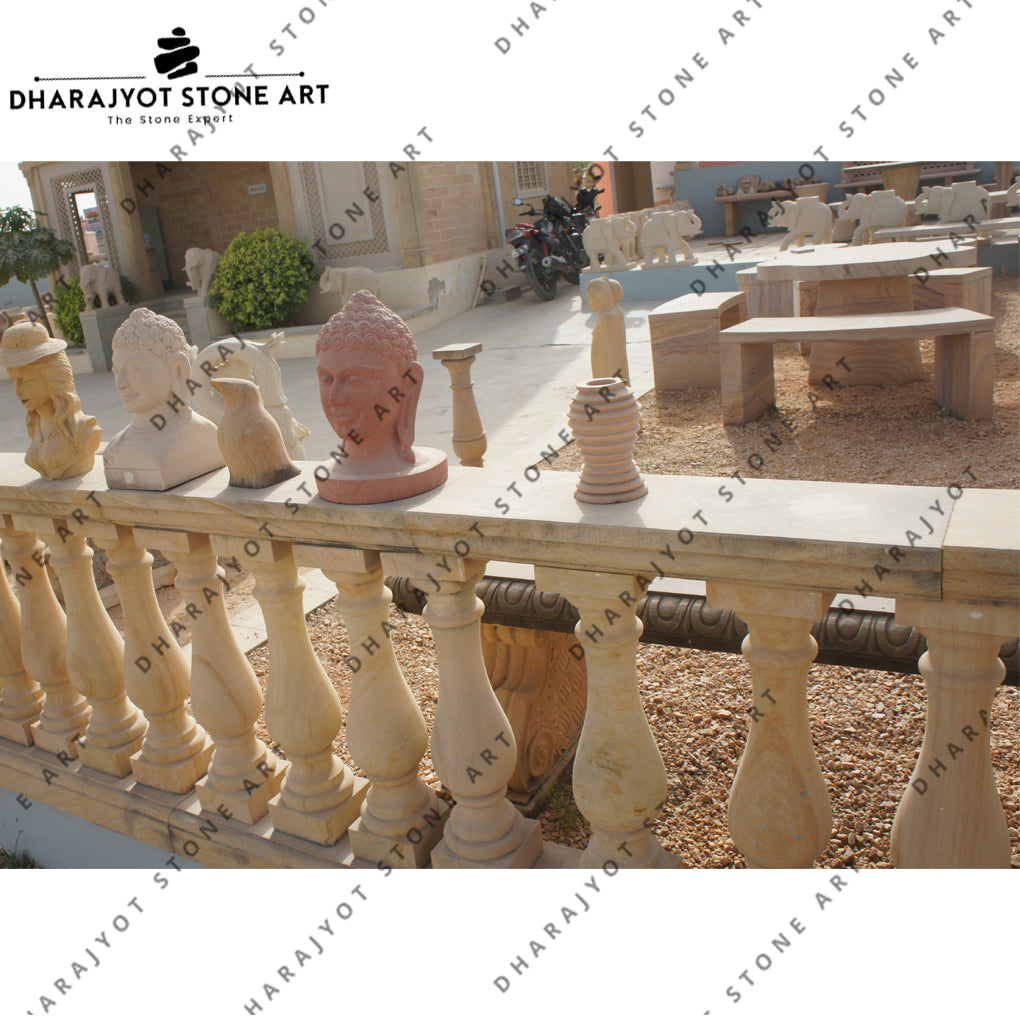 Stone Railingworks Sandstone Balcony Railing Balusters – Dharajyot Stone Art