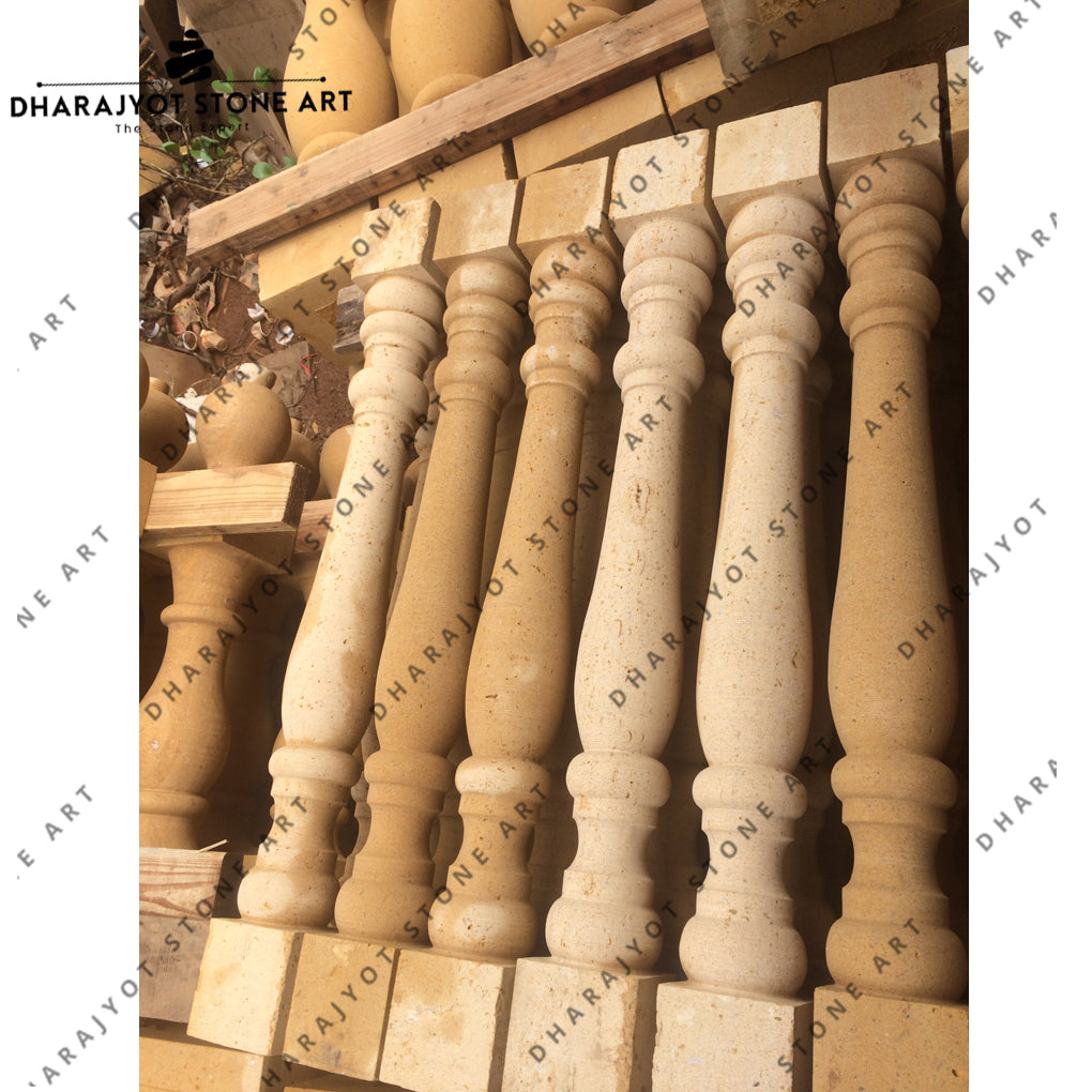 Outdoor Customized Sandstone Railing Balusters – Dharajyot Stone Art
