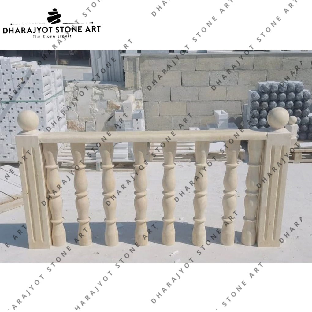 Elegant Outdoor Decor Classic Beige Stone Balustrade