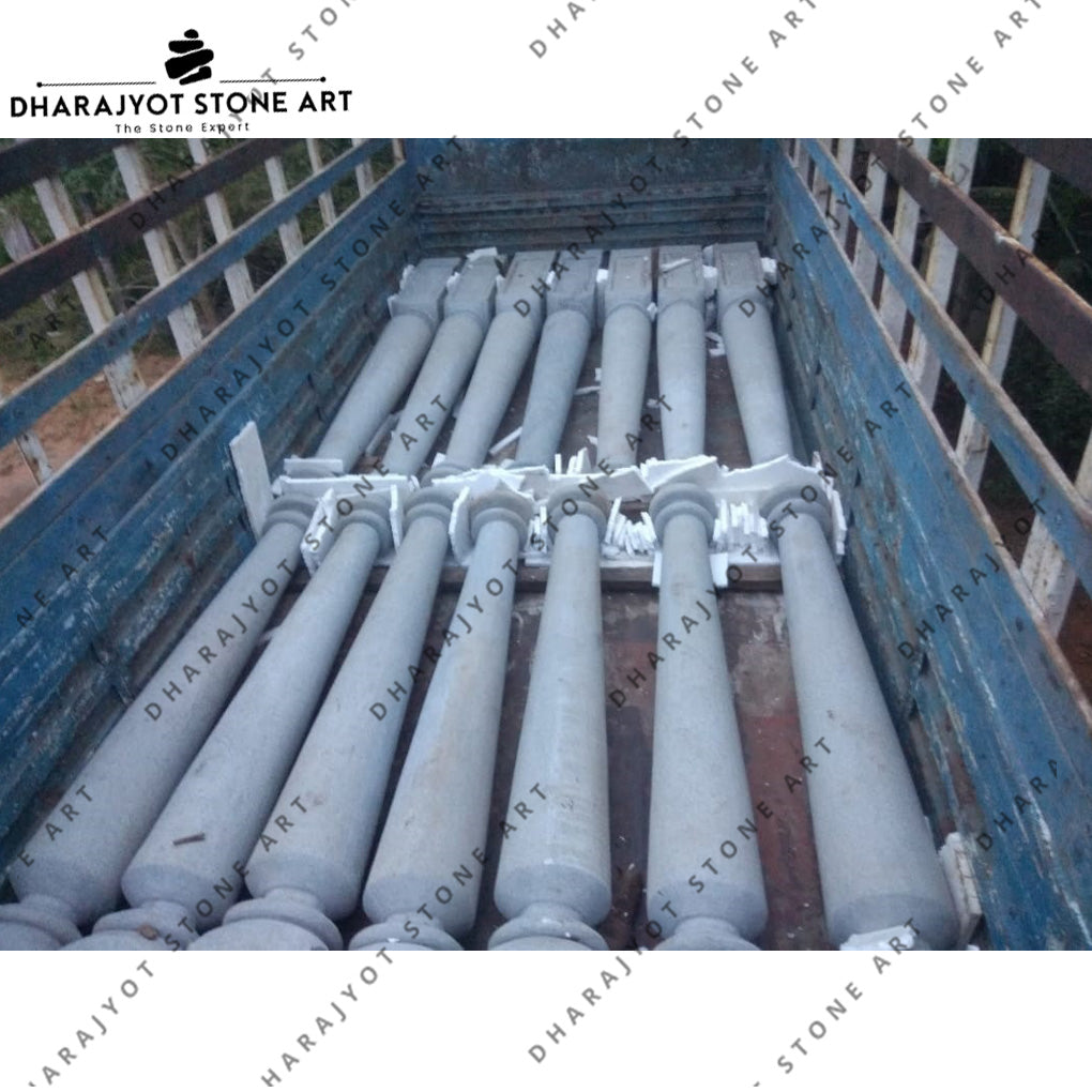 Elegant Natural Stone Baluster Pillars Wnhancing Staircases
