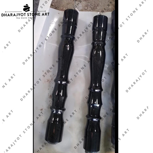 Handcrafted Polished Black Stone Balustrade