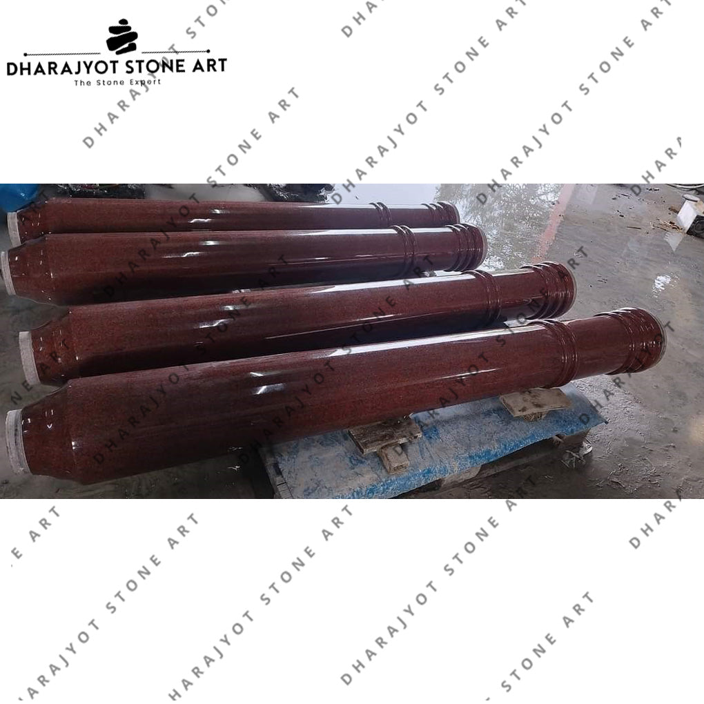 Luxurious Staircases Polished Red Natural Stone Balustrade