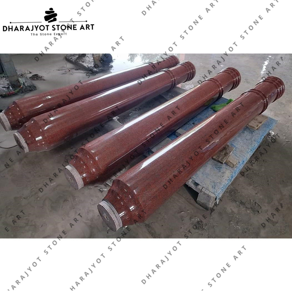 Luxurious Staircases Polished Red Natural Stone Balustrade