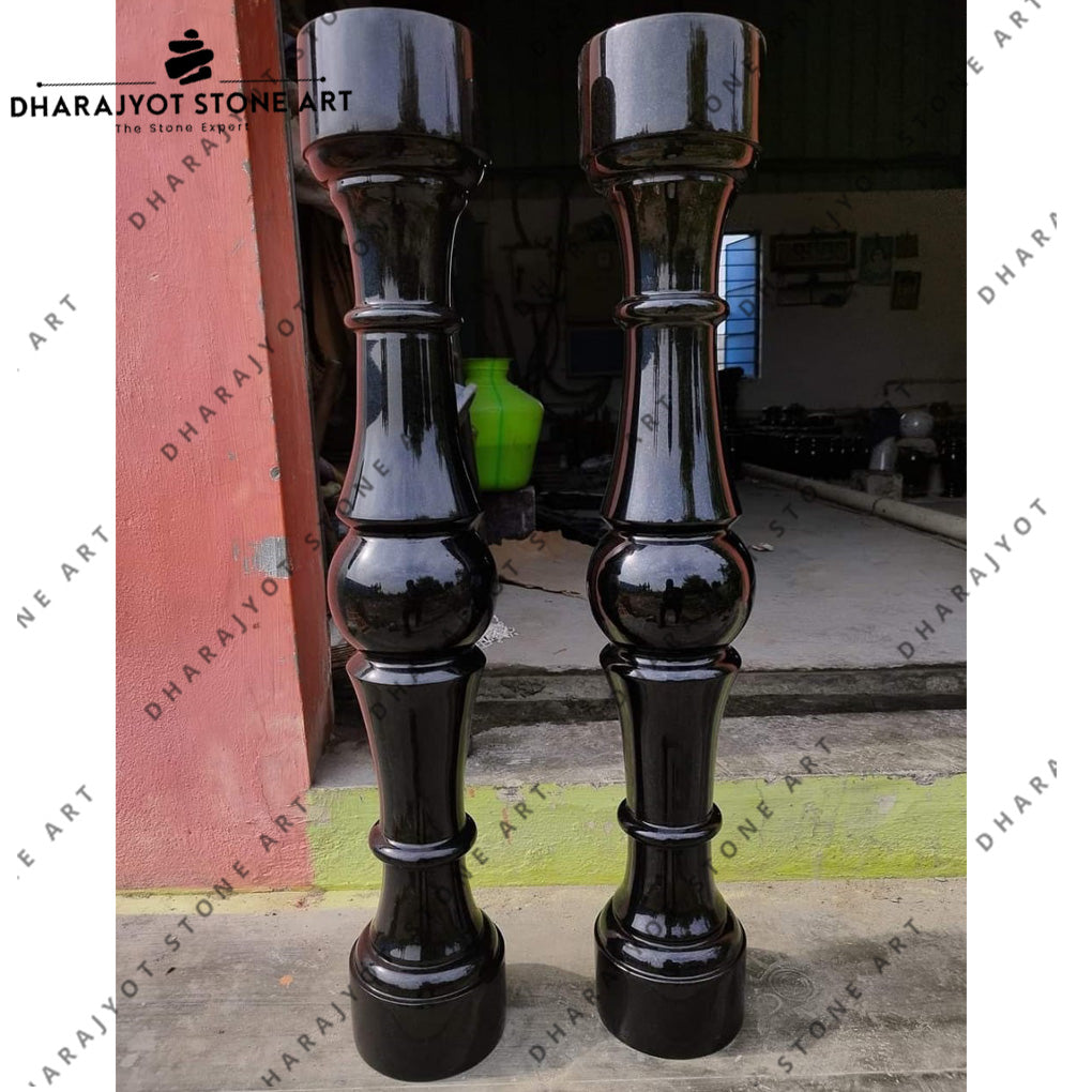 Luxury Polished Black Stone Balustrade
