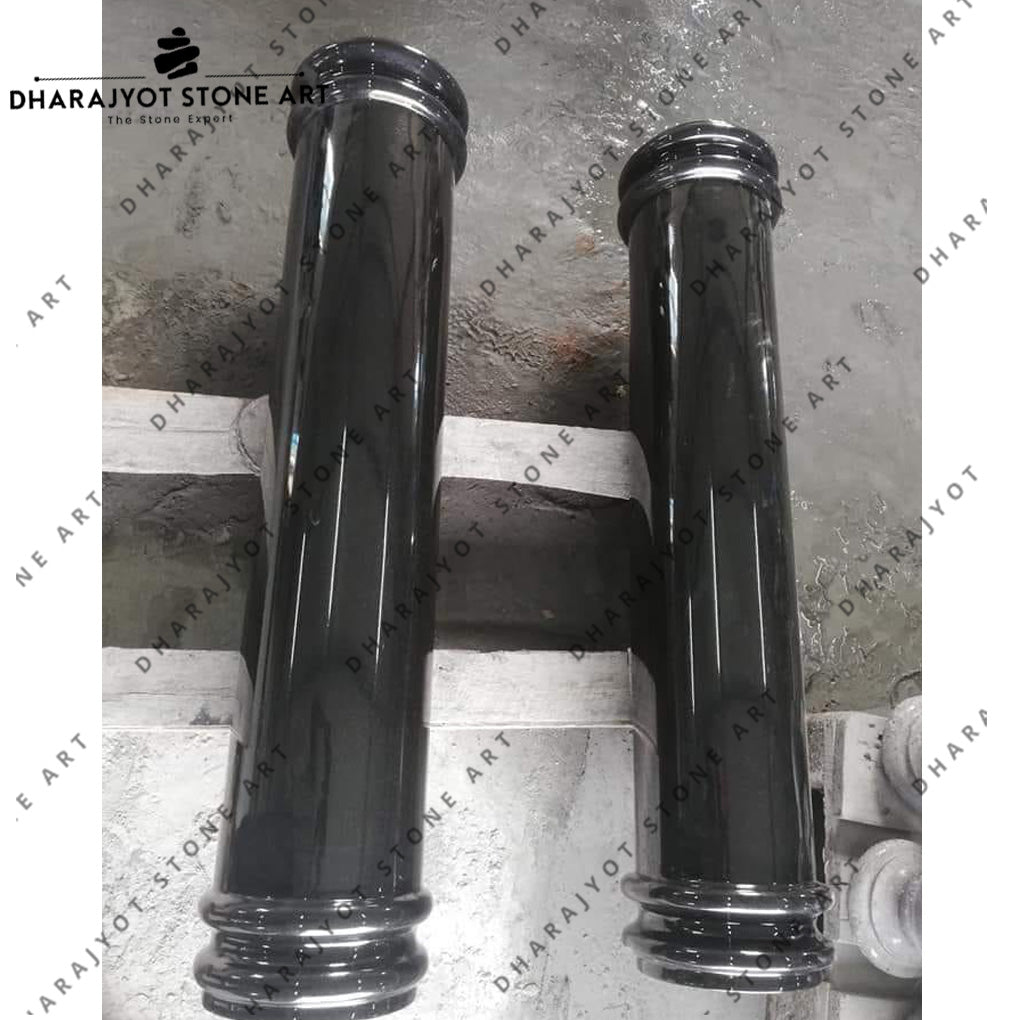 Classic Handcrafted Polished Black Natural Stone Balustrade