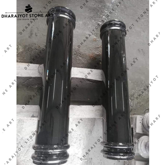 Classic Handcrafted Polished Black Natural Stone Balustrade