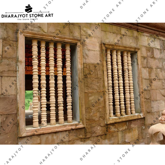 Window Outdoor Yellow Stone Balustrades