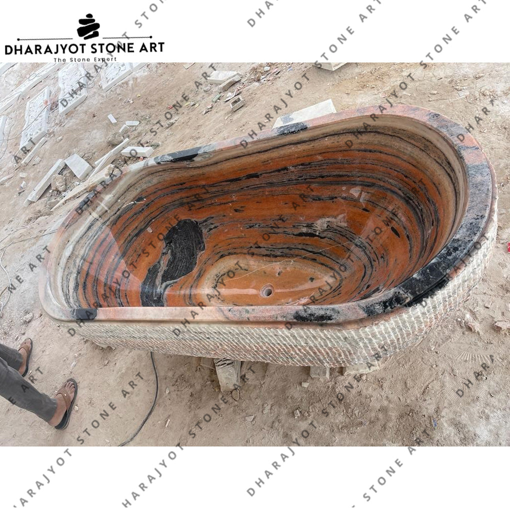 Hand-Carved Freestanding Natural Stone Bathtub