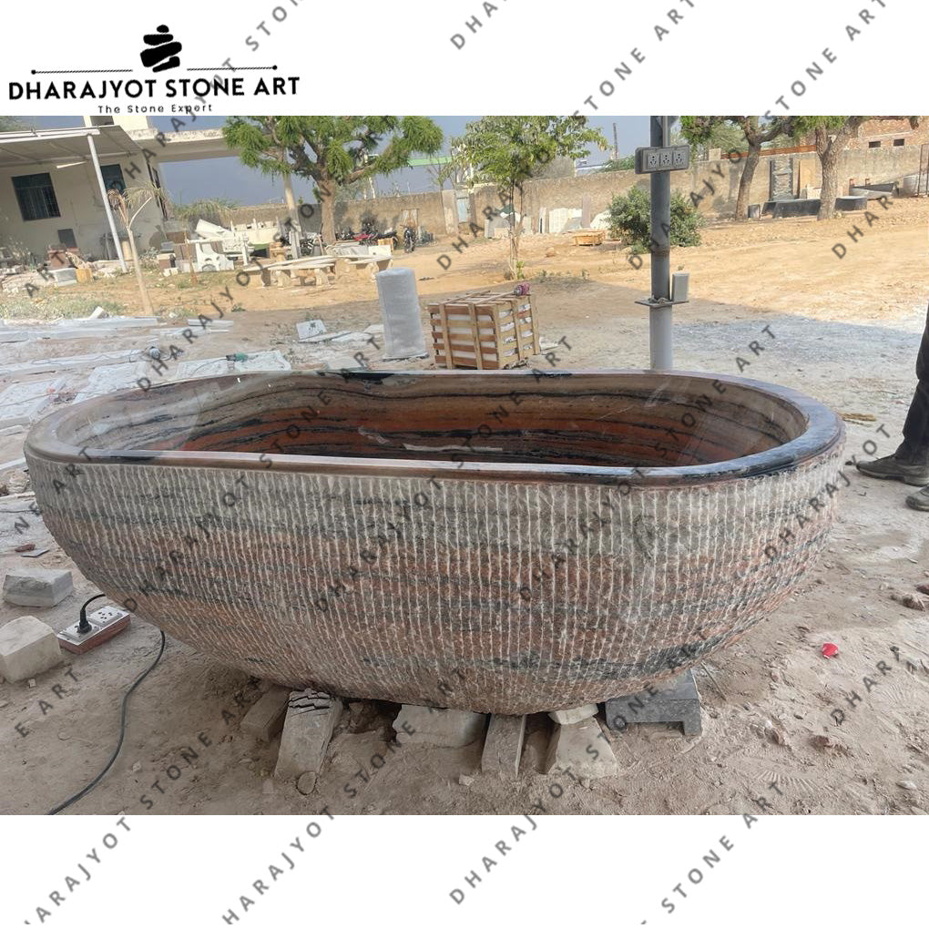 Hand-Carved Freestanding Natural Stone Bathtub