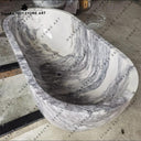 Designer Freestanding Grey Veined Marble Bathtub