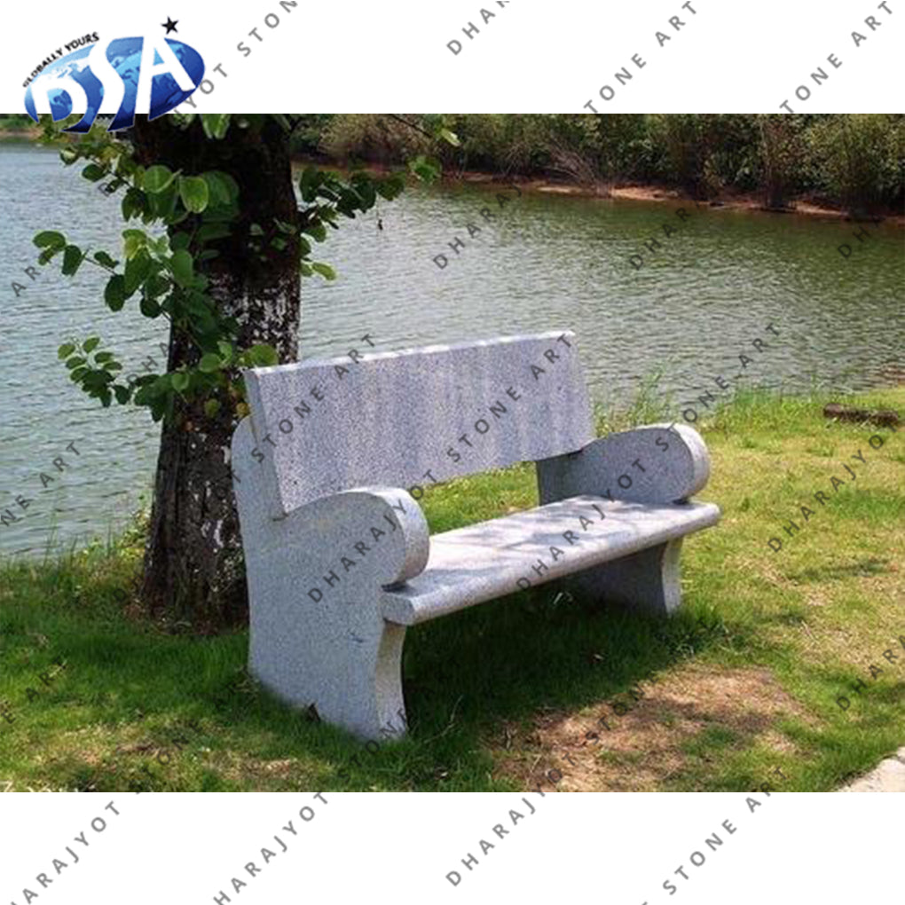 Classic Grey Granite Park Garden Stone Bench