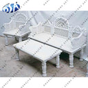White Hand Carve Marble Bench