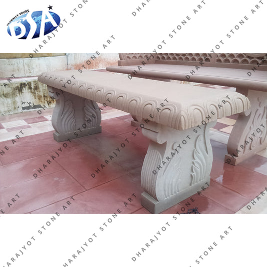 Hand Carved Natural Garden Outdoor Marble Bench