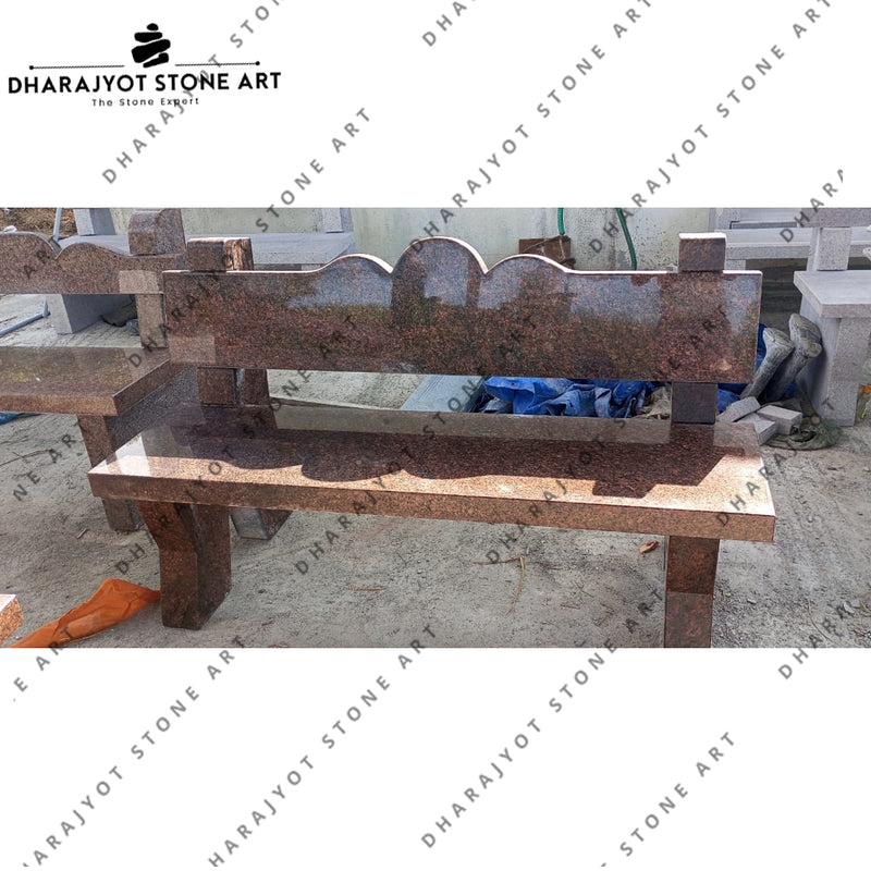 Outdoor Garden Backrests Granite Stone Bench