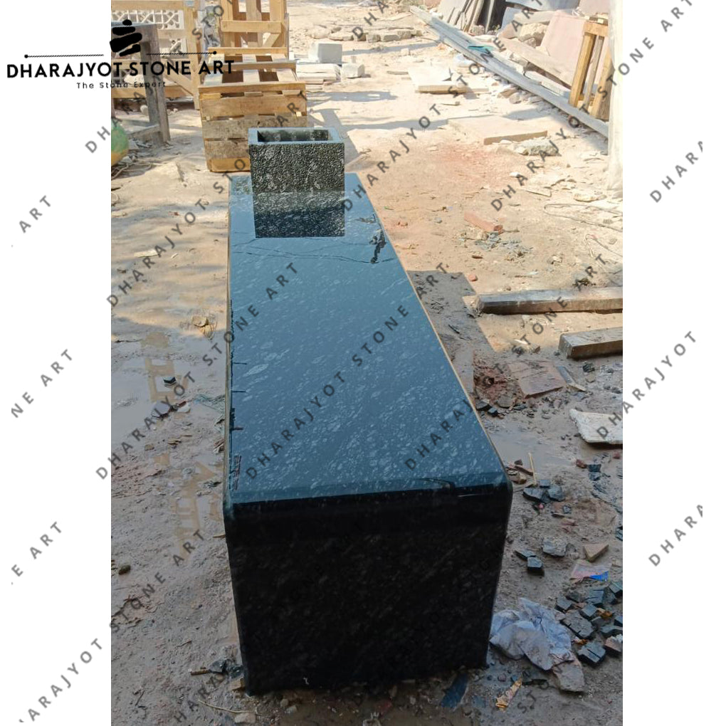 Polished Stone Garden Seating Surface and Natural Ball Support Design Bench