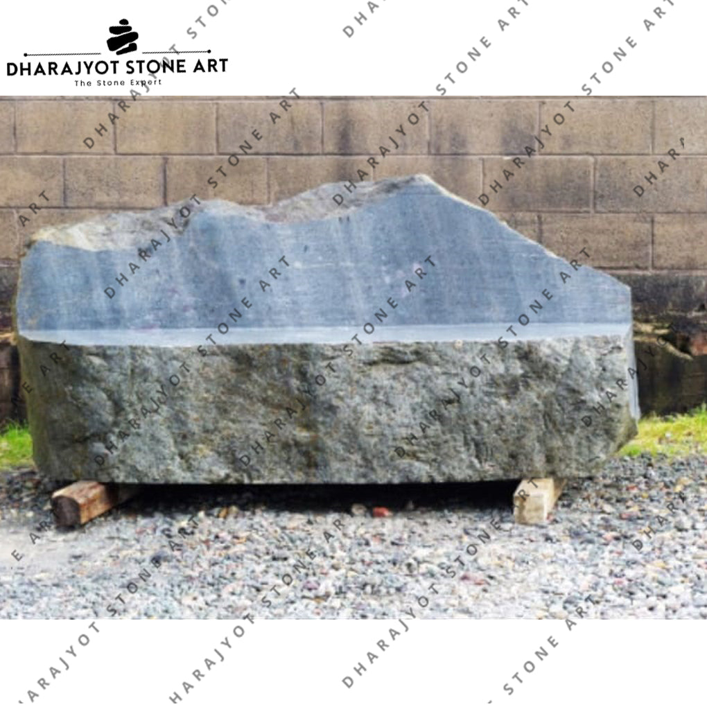 Handcrafted Outdoor Seating Solid Natural Stone Look Patio Rock Bench