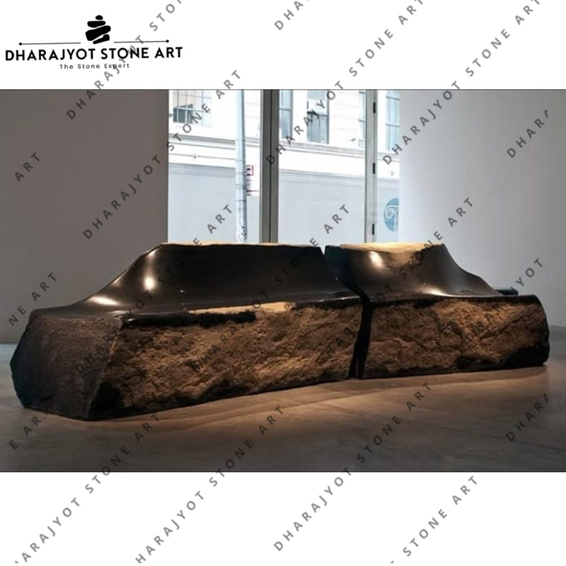Unique Carved Luxury Indoor-Outdoor Stone Bench