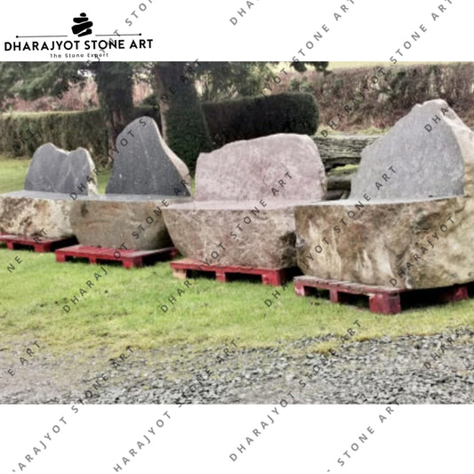 Natural Solid One-Piece Stone Bench