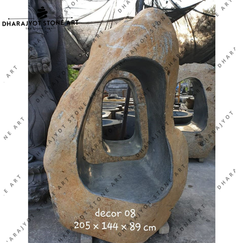 Organic Hollow Design Hand-Carved Outdoor Lounge Chair