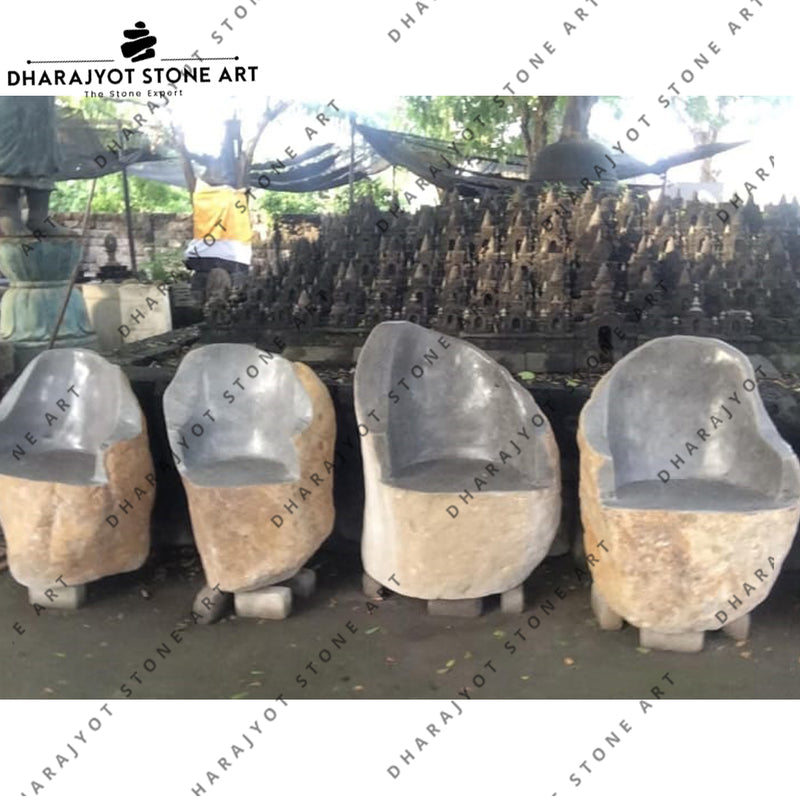 Outdoor Decor Hand-Carved Durable Natural Rock Lounge Chairs