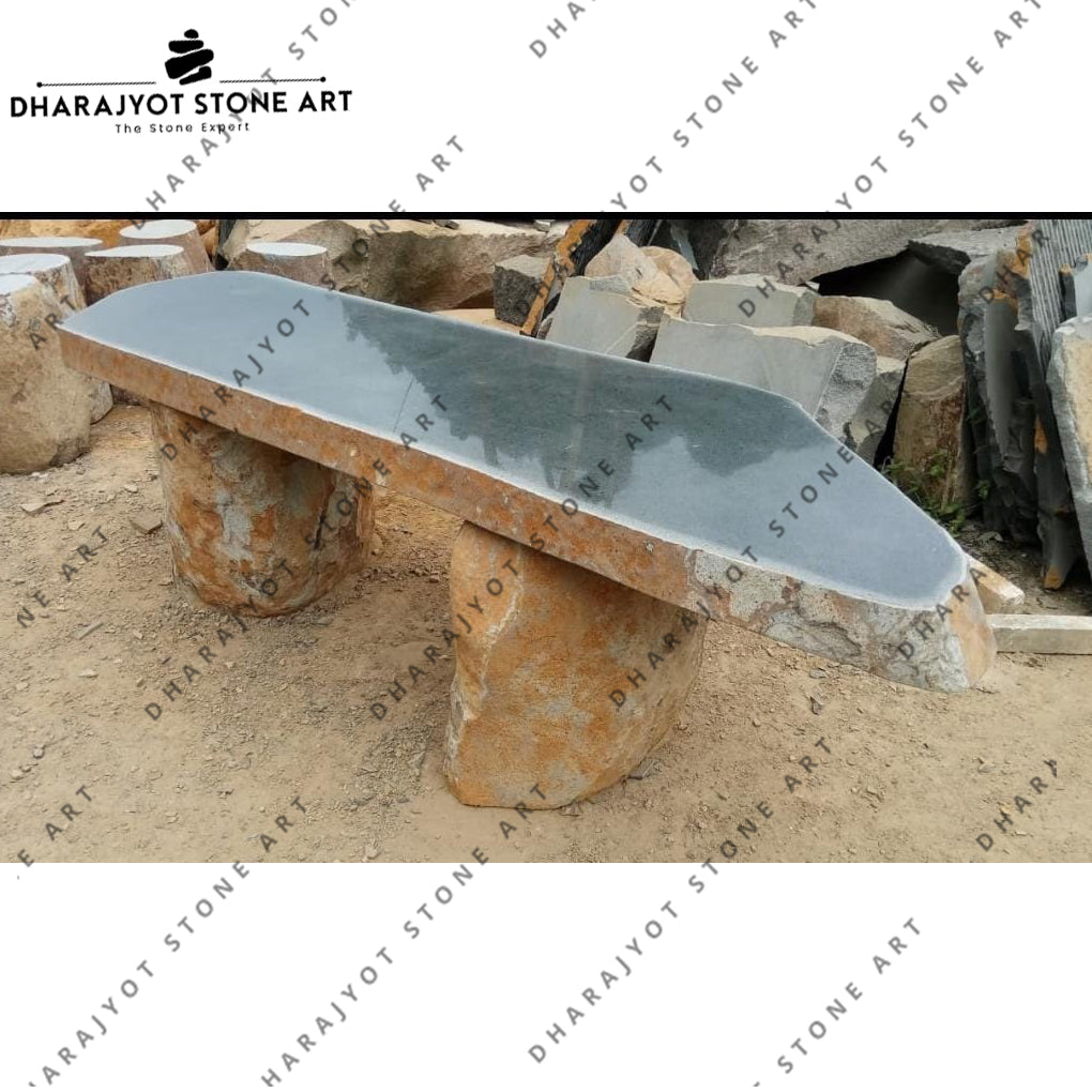 Outdoor Natural Granite Basalt Stone Garden Bench