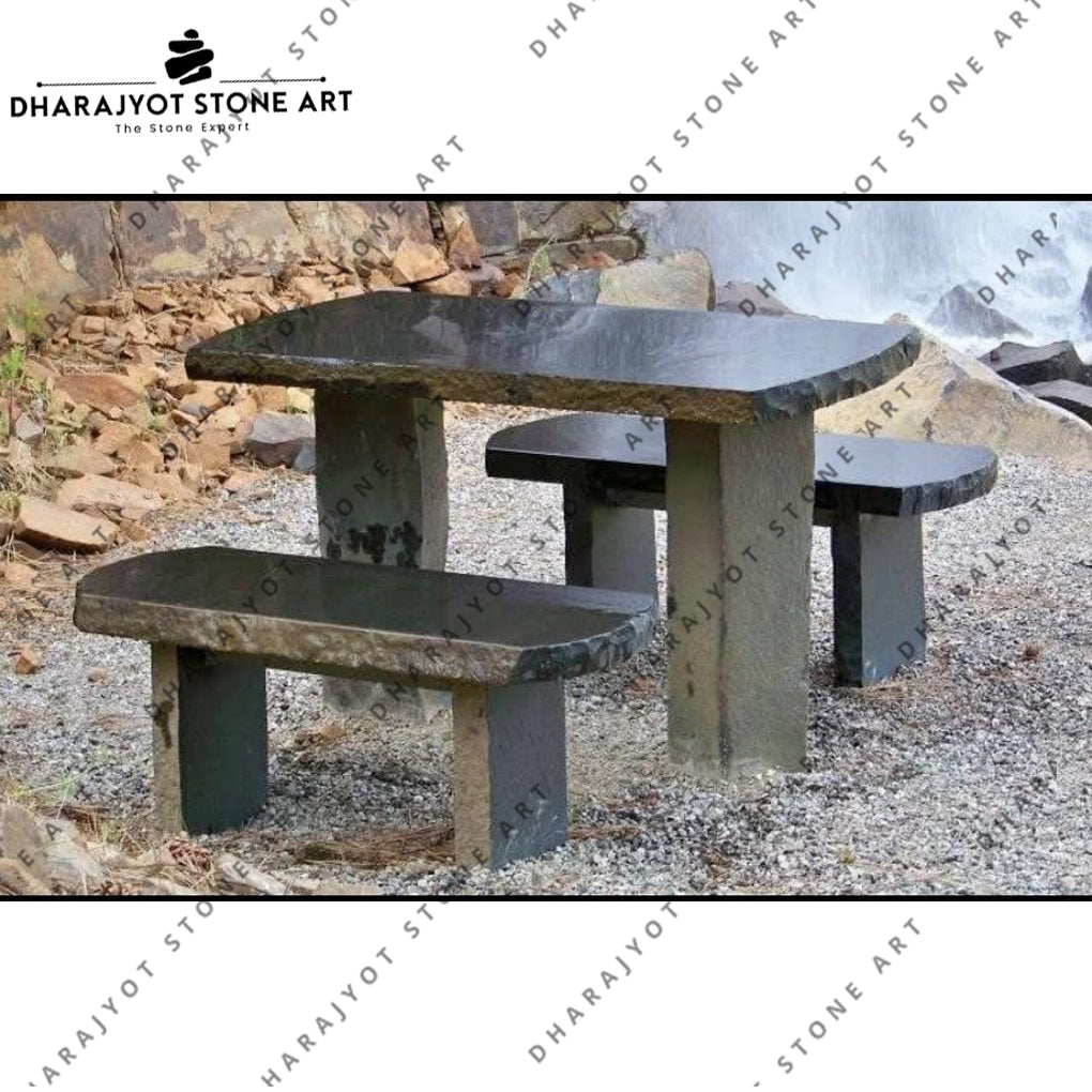 Modern Outdoor Natural Basalt Stone Chairs Garden Decor Benchs