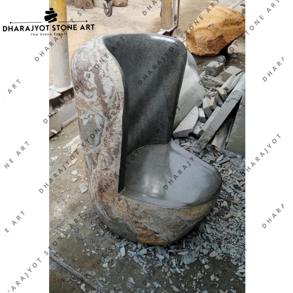 European Style Customized Design Natural Basalt Stone Garden Outdoor Bench