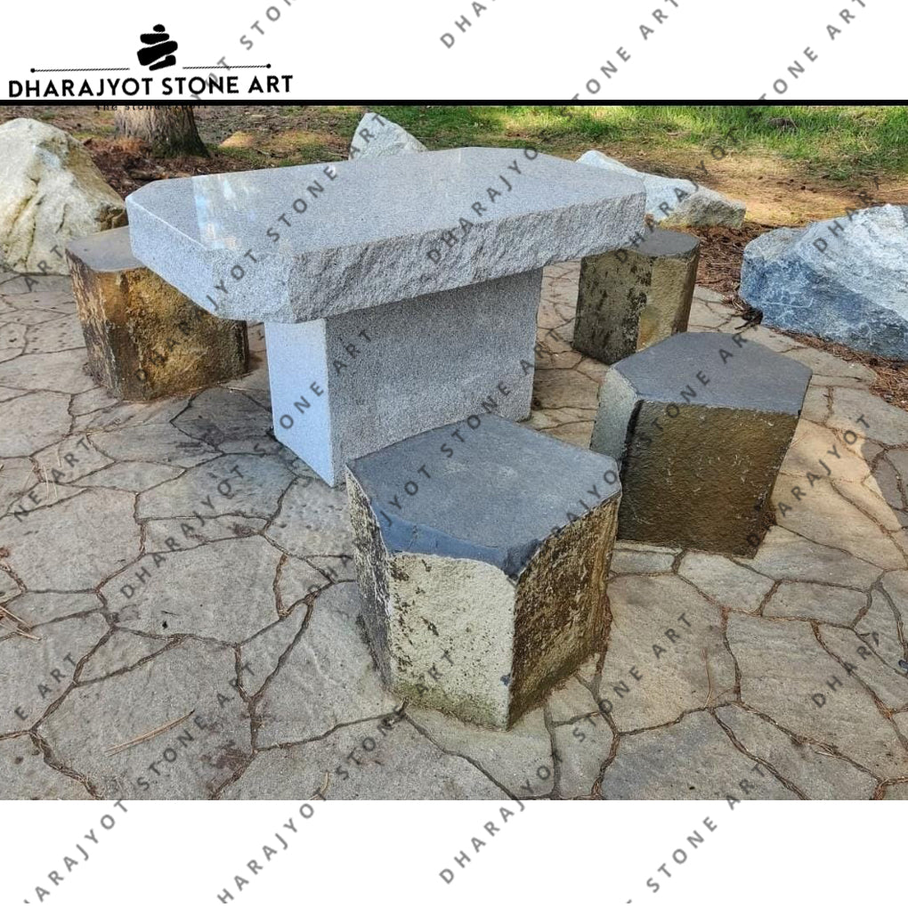 Handcrafted Outdoor Decorative Natural Rock Stone Bench