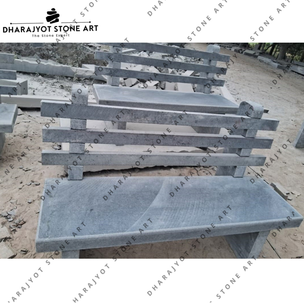 Handcrafted Natural Stone Outdoor Bench
