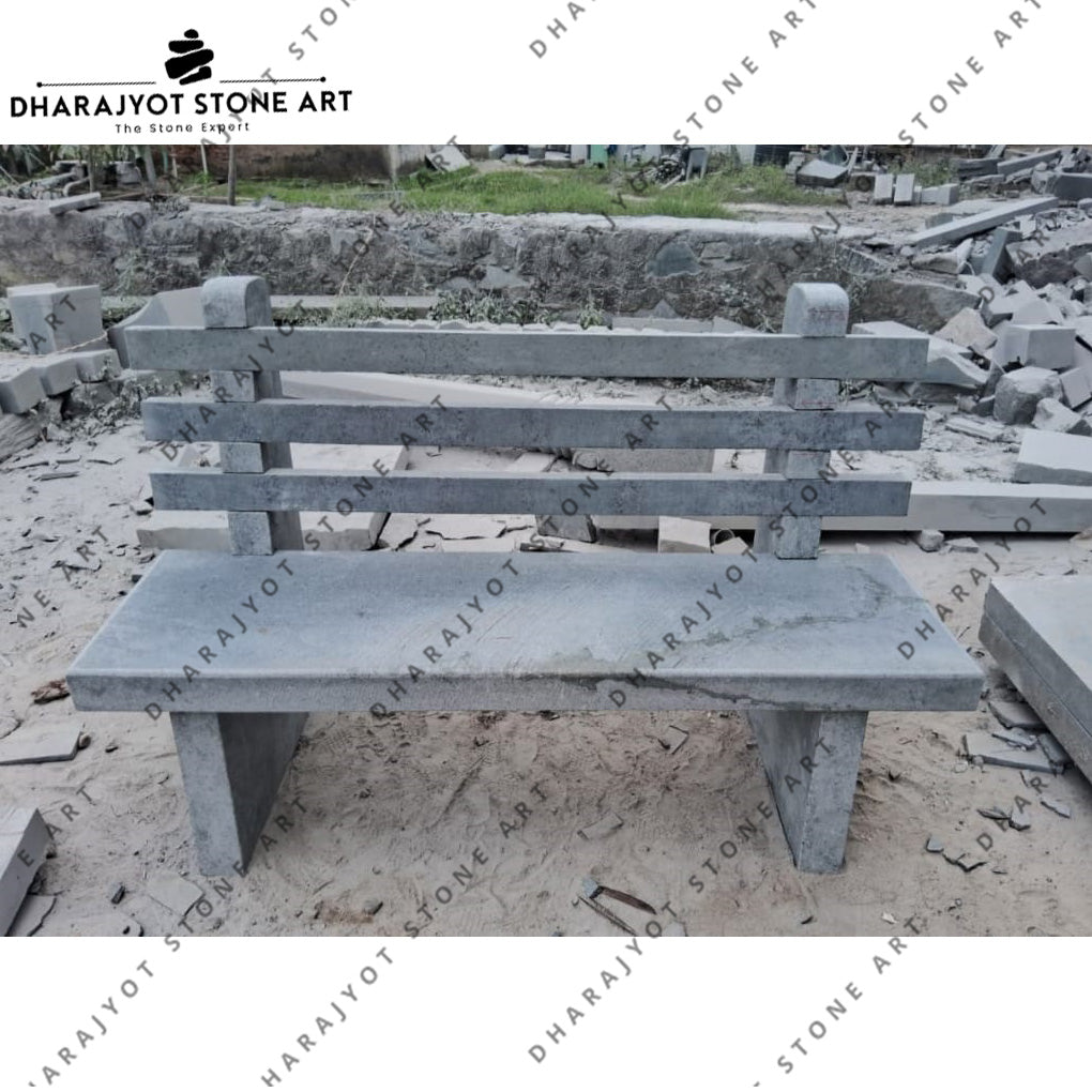 Handcrafted Natural Stone Outdoor Bench