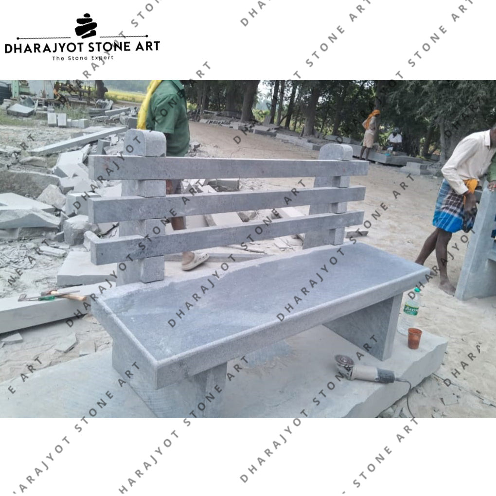 Handcrafted Natural Stone Outdoor Bench