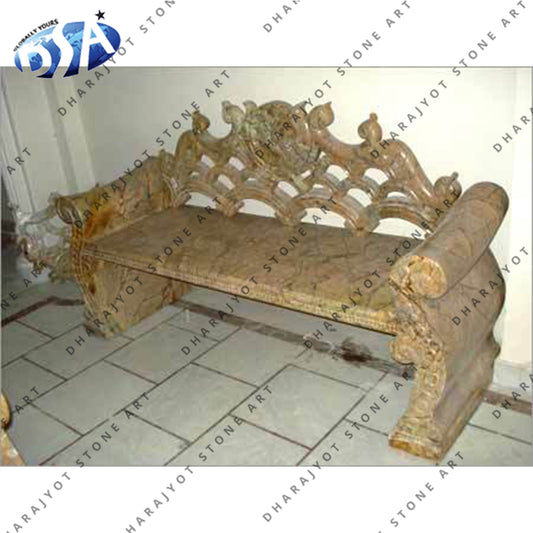 Hand Carved Yellow Marble Bench