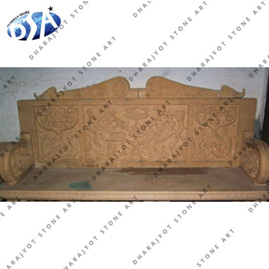 Beige Outdoor Marble Bench