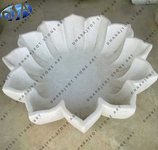 White Flower Shaped Birdbath